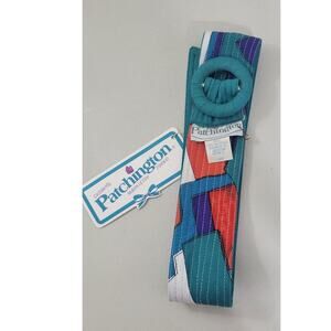 Patchington Belt Womens Large 80's Abstract Colorful Belt Vintage Boho Belt NWT